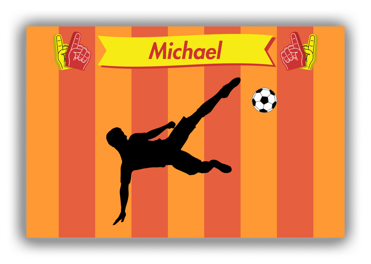 Personalized Soccer Canvas Wrap & Photo Print LI - Striped Ribbon - Boy Silhouette IV - Front View