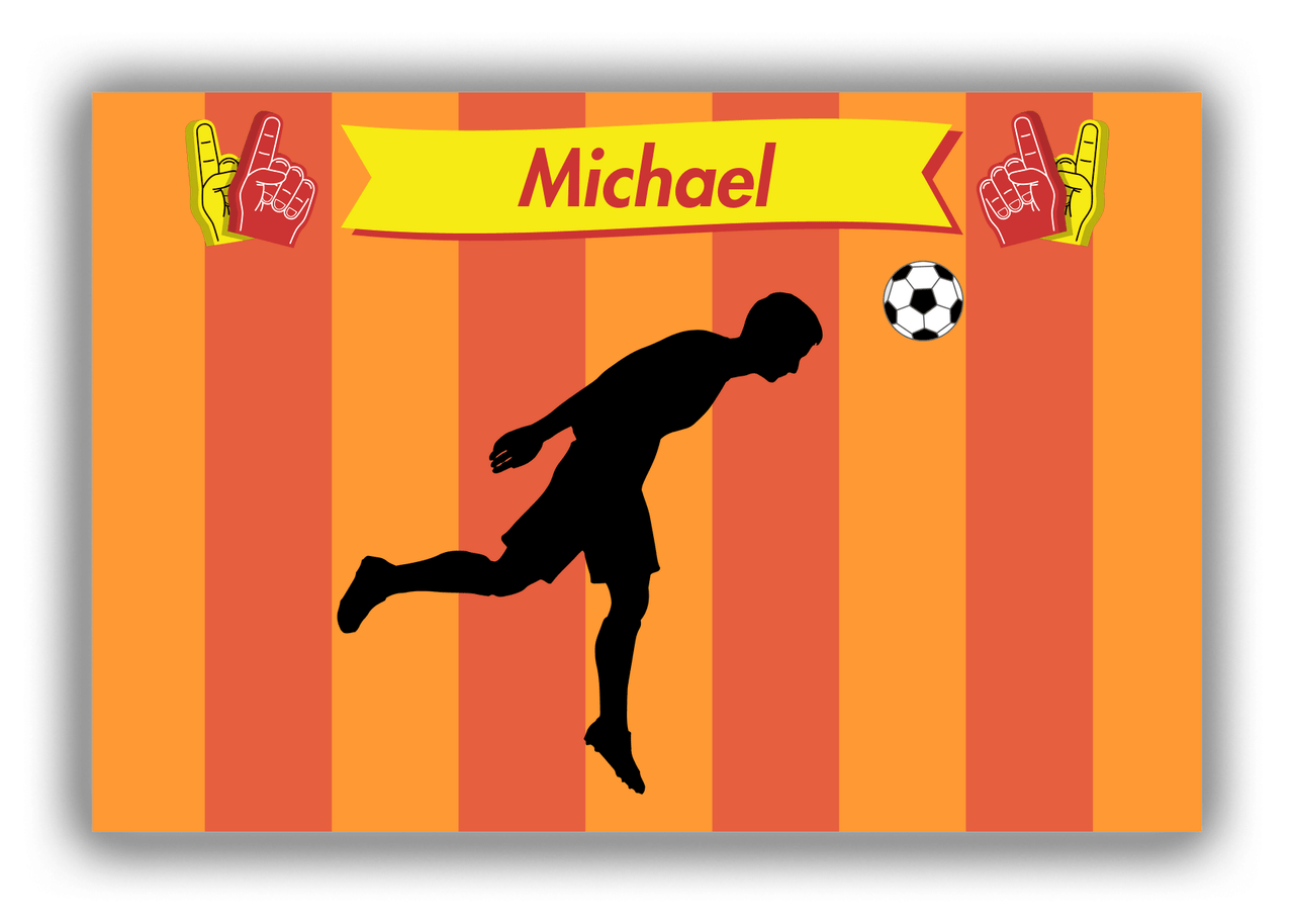 Personalized Soccer Canvas Wrap & Photo Print LI - Striped Ribbon - Boy Silhouette VI - Front View