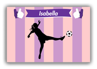 Thumbnail for Personalized Soccer Canvas Wrap & Photo Print LII - Striped Ribbon - Girl Silhouette I - Front View