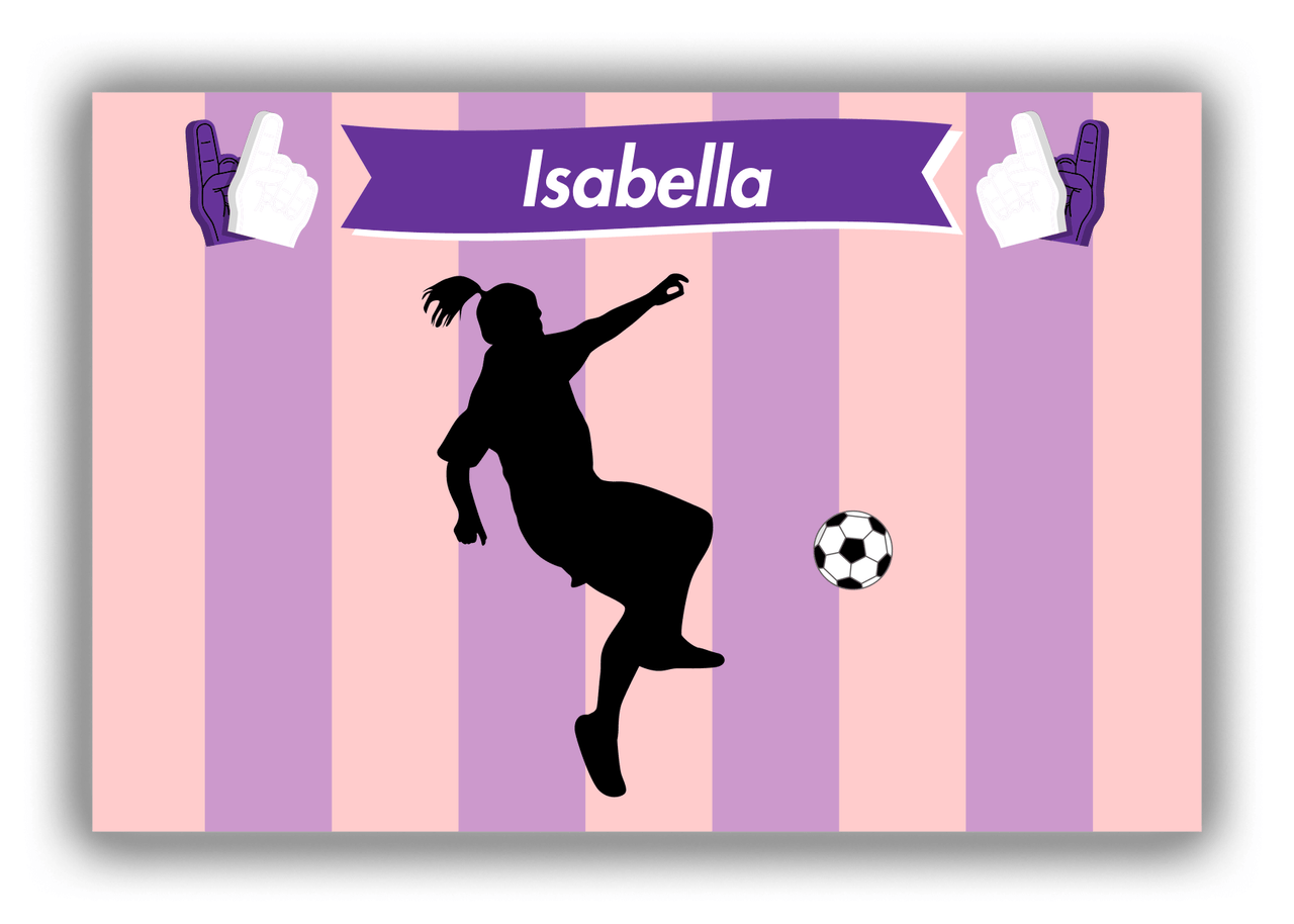 Personalized Soccer Canvas Wrap & Photo Print LII - Striped Ribbon - Girl Silhouette II - Front View