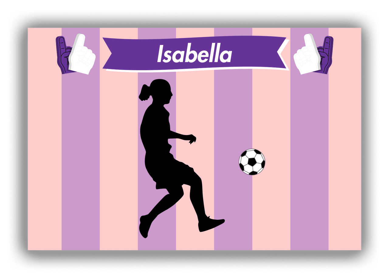 Personalized Soccer Canvas Wrap & Photo Print LII - Striped Ribbon - Girl Silhouette IV - Front View