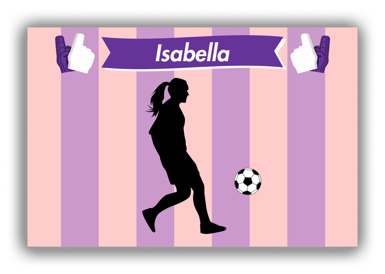 Personalized Soccer Canvas Wrap & Photo Print LII - Striped Ribbon - Girl Silhouette V - Front View