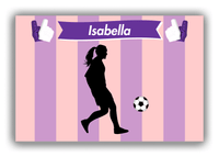 Thumbnail for Personalized Soccer Canvas Wrap & Photo Print LII - Striped Ribbon - Girl Silhouette V - Front View