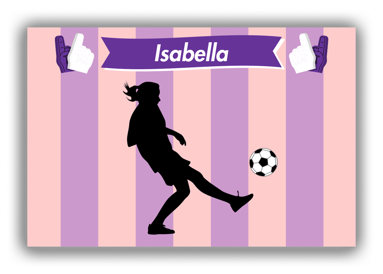 Personalized Soccer Canvas Wrap & Photo Print LII - Striped Ribbon - Girl Silhouette VI - Front View