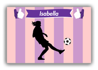 Thumbnail for Personalized Soccer Canvas Wrap & Photo Print LII - Striped Ribbon - Girl Silhouette VI - Front View