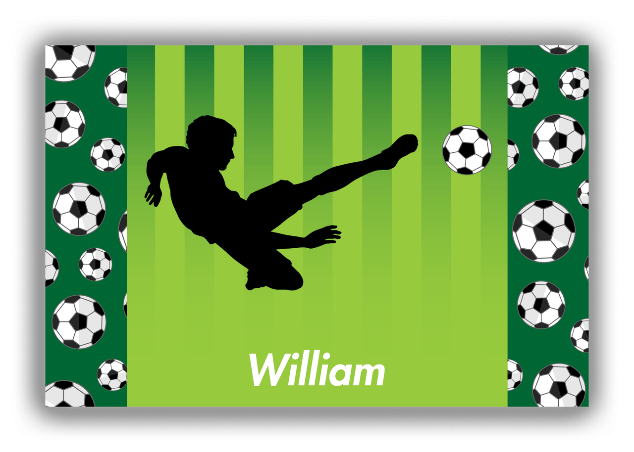 Personalized Soccer Canvas Wrap & Photo Print LIII - Side Pattern - Boy Silhouette I - Front View