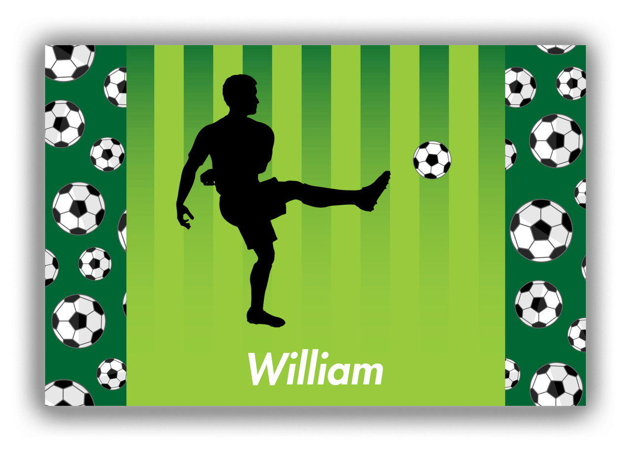 Personalized Soccer Canvas Wrap & Photo Print LIII - Side Pattern - Boy Silhouette II - Front View