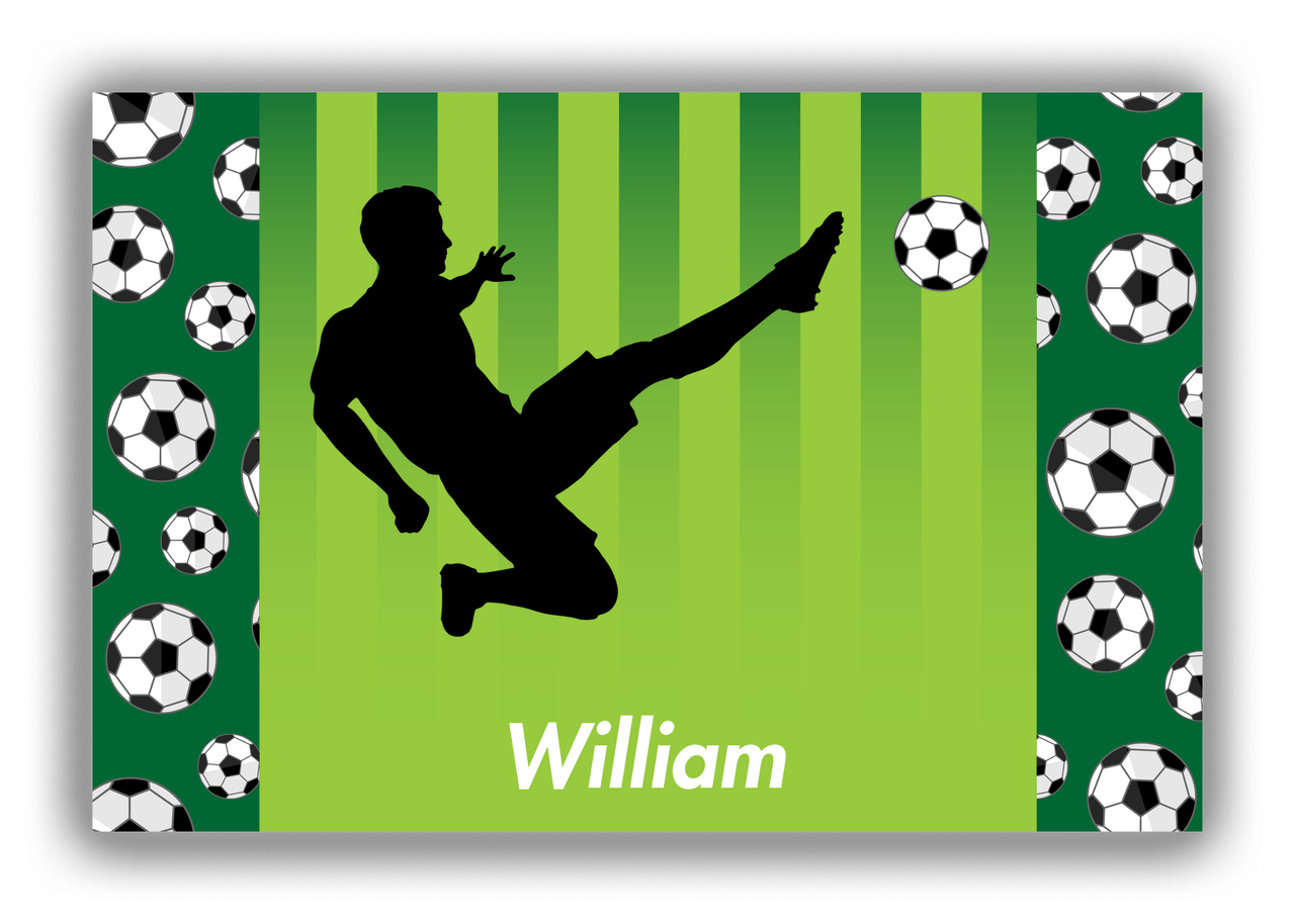 Personalized Soccer Canvas Wrap & Photo Print LIII - Side Pattern - Boy Silhouette III - Front View