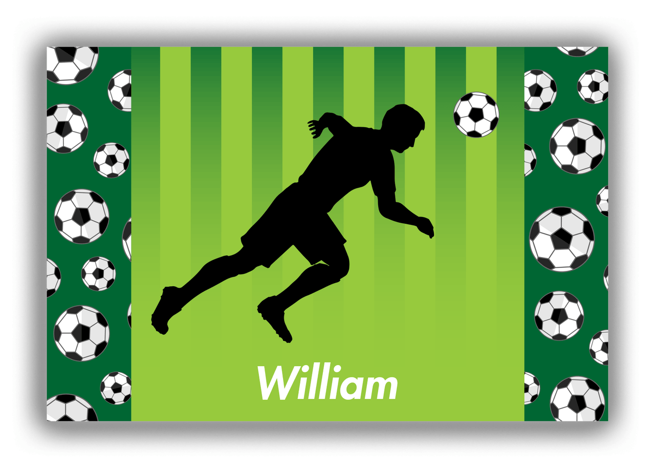 Personalized Soccer Canvas Wrap & Photo Print LIII - Side Pattern - Boy Silhouette V - Front View