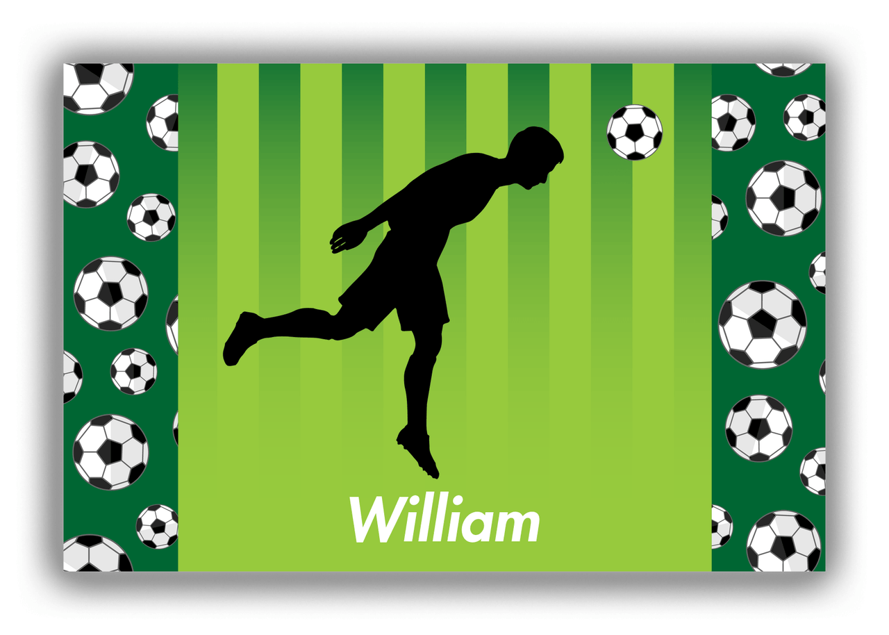 Personalized Soccer Canvas Wrap & Photo Print LIII - Side Pattern - Boy Silhouette VI - Front View