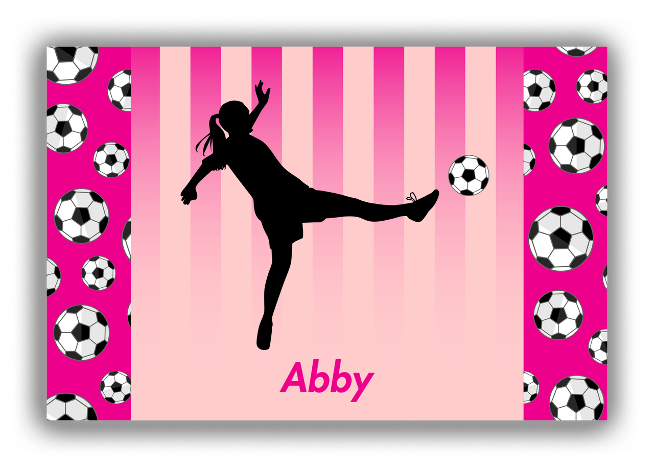 Personalized Soccer Canvas Wrap & Photo Print LIV - Side Pattern - Girl Silhouette I - Front View