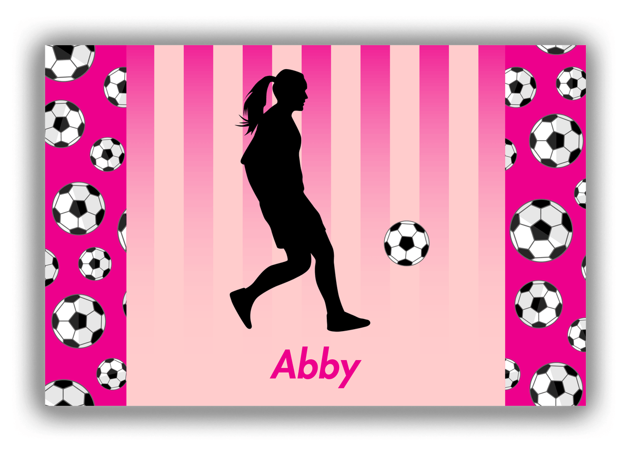 Personalized Soccer Canvas Wrap & Photo Print LIV - Side Pattern - Girl Silhouette V - Front View