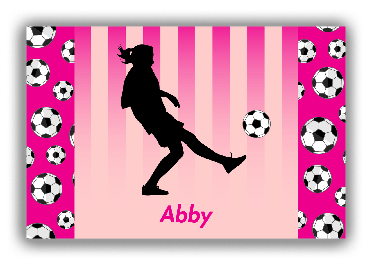Personalized Soccer Canvas Wrap & Photo Print LIV - Side Pattern - Girl Silhouette VI - Front View