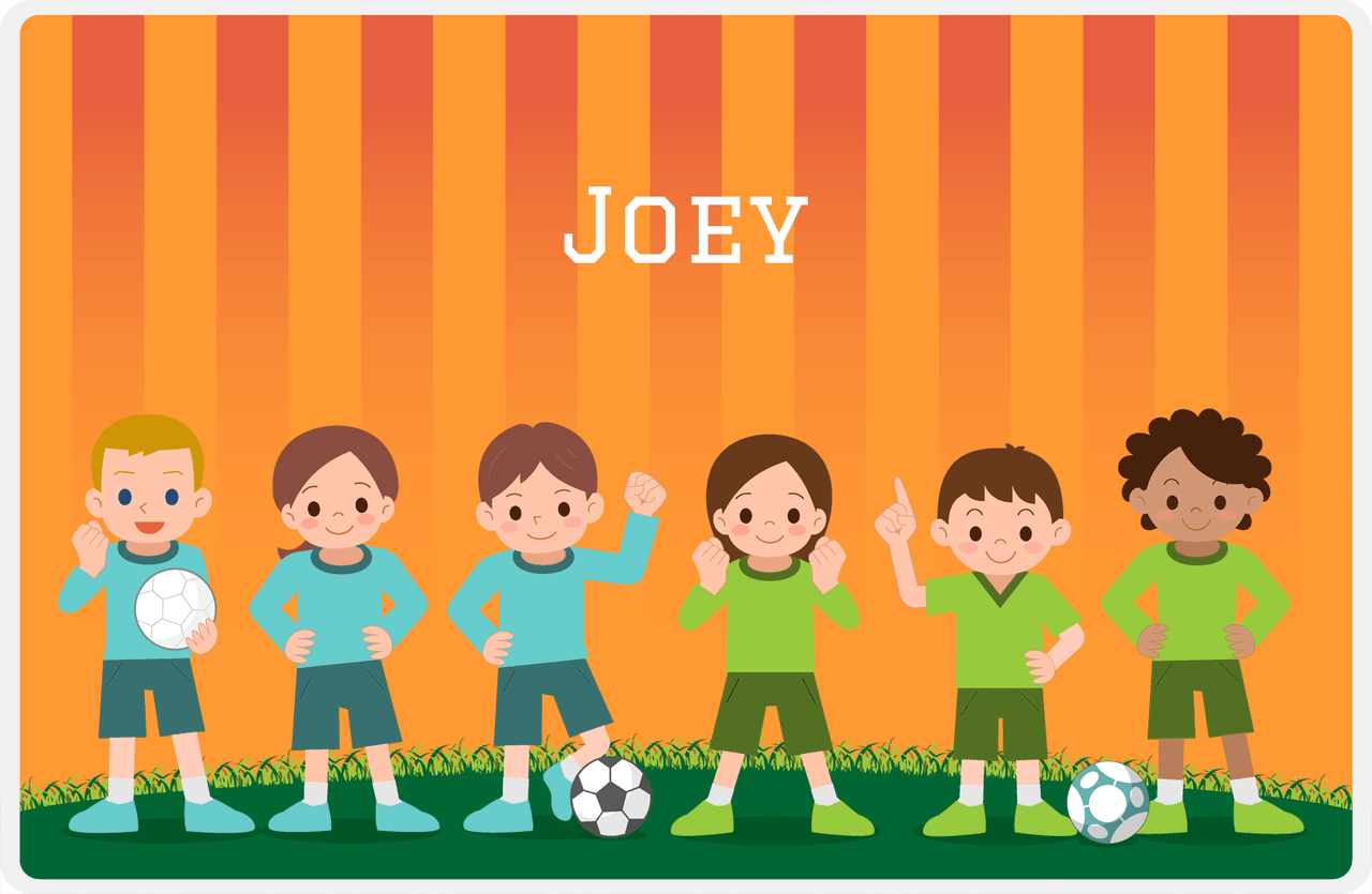 Personalized Soccer Placemat I - Orange Background -  View