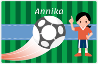 Thumbnail for Personalized Soccer Placemat IV - Green Background - Black Haired Girl -  View