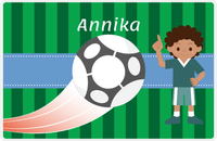 Thumbnail for Personalized Soccer Placemat IV - Green Background - Black Girl -  View