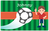 Thumbnail for Personalized Soccer Placemat V - Green Background - Brown Haired Boy -  View