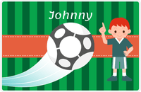 Thumbnail for Personalized Soccer Placemat V - Green Background - Redhead Boy -  View