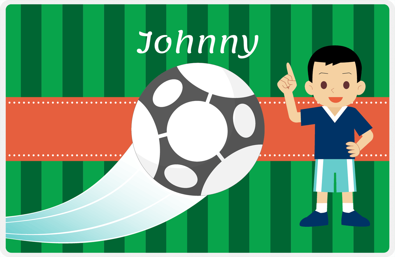 Personalized Soccer Placemat V - Green Background - Asian Boy -  View