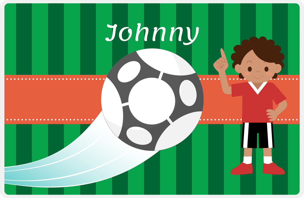 Personalized Soccer Placemat V - Green Background - Black Boy -  View