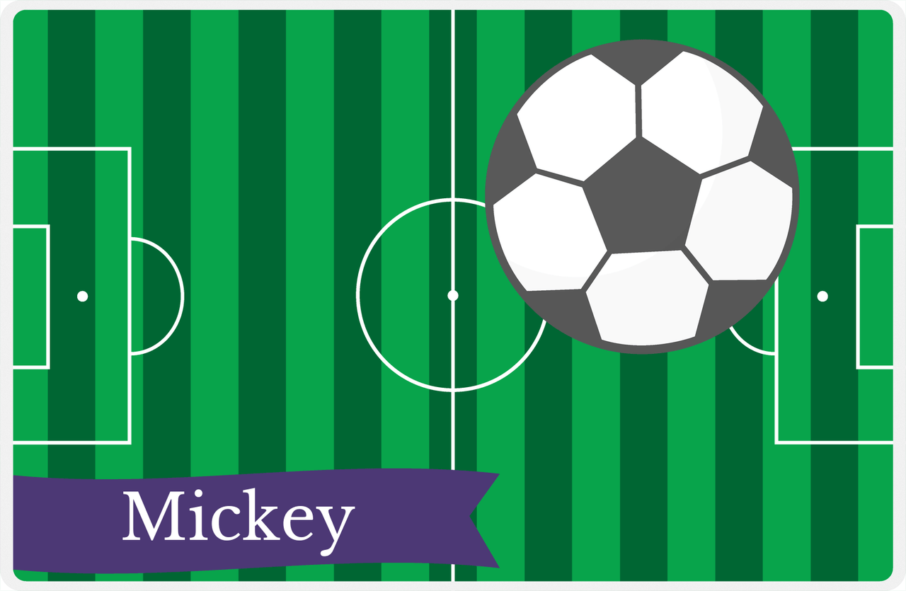 Personalized Soccer Placemat VI - Green Field - Soccer Ball I -  View