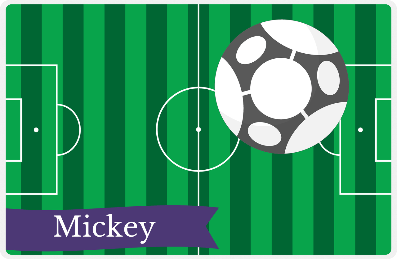 Personalized Soccer Placemat VI - Green Field - Soccer Ball III -  View
