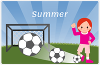 Thumbnail for Personalized Soccer Placemat VII - Blue Background - Redhead Girl -  View