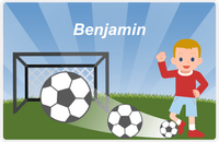 Thumbnail for Personalized Soccer Placemat VIII - Blue Background - Blond Boy -  View