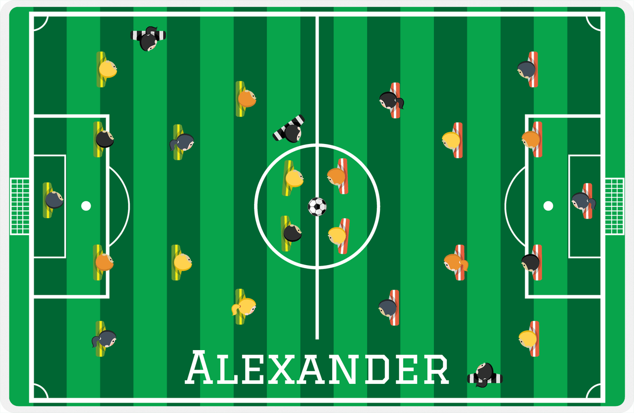 Personalized Soccer Placemat XII - Field Overhead - Green -  View