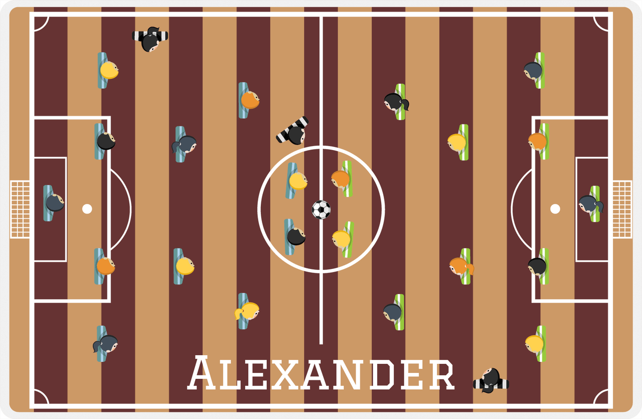 Personalized Soccer Placemat XII - Field Overhead - Brown -  View