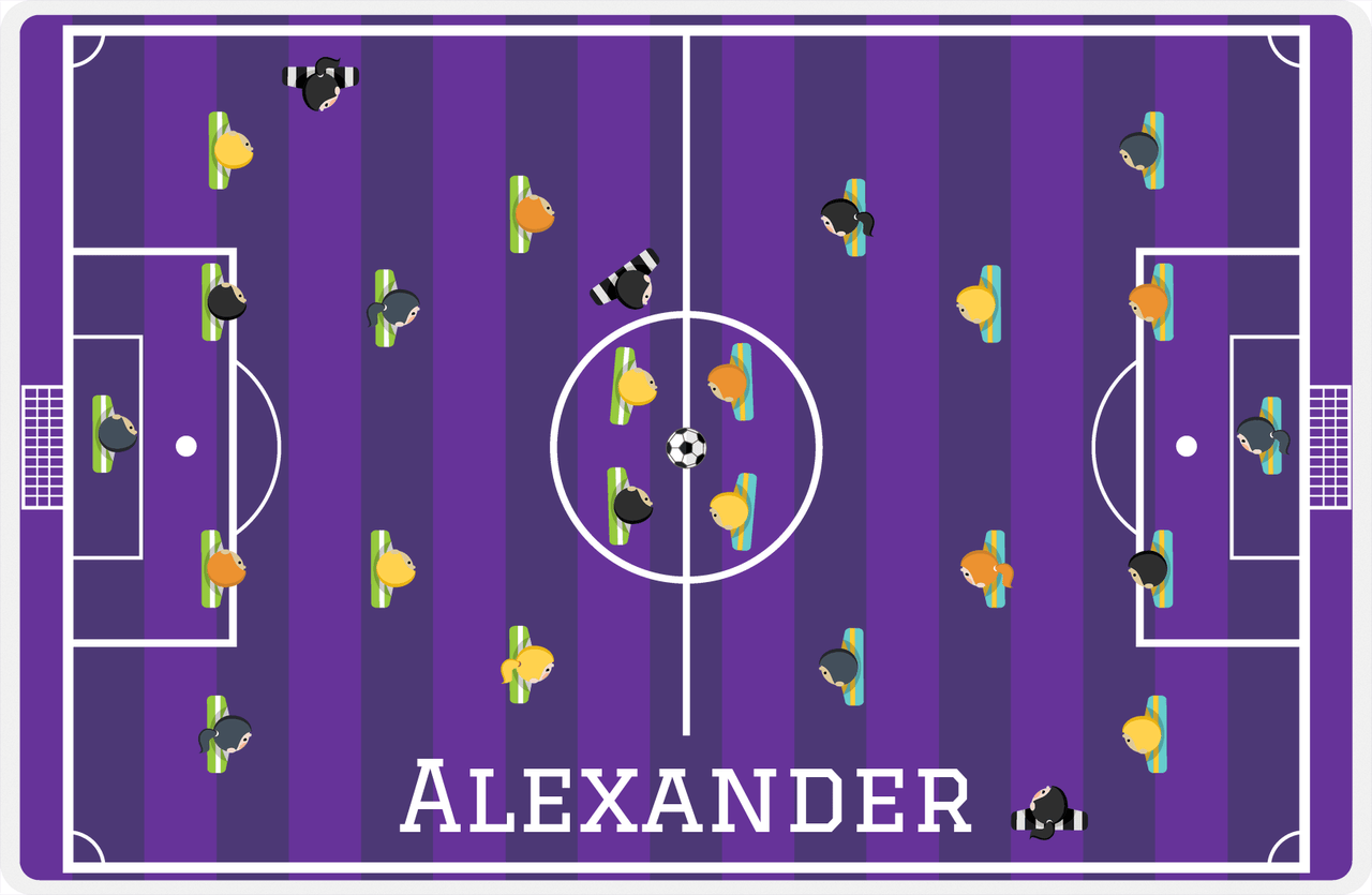 Personalized Soccer Placemat XII - Field Overhead - Purple -  View