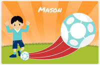 Thumbnail for Personalized Soccer Placemat XIV - Orange Background - Asian Boy -  View