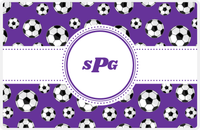 Thumbnail for Personalized Soccer Placemat XV - Purple Background - Circle Ribbon Nameplate -  View