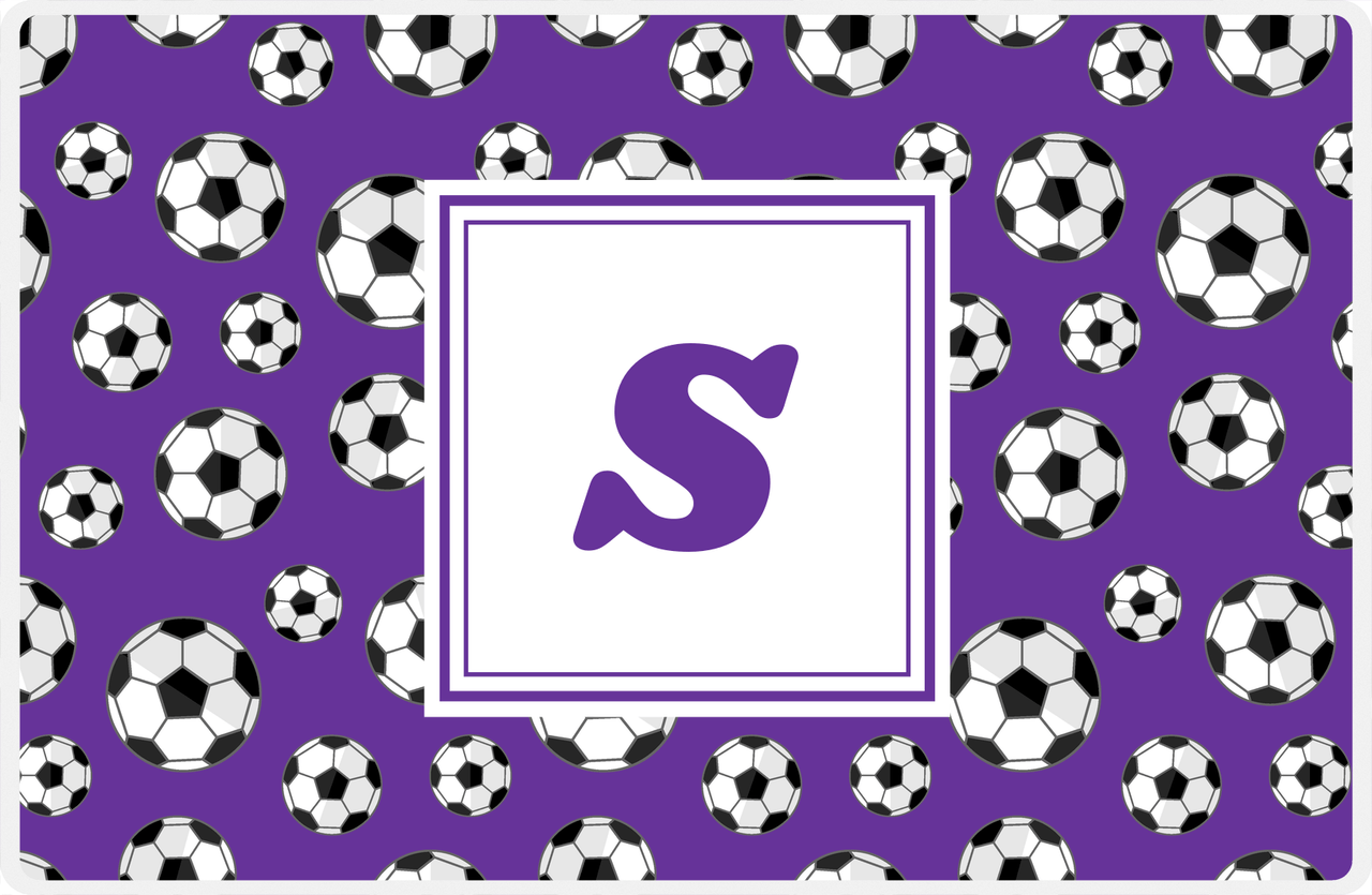 Personalized Soccer Placemat XV - Purple Background - Square Nameplate -  View