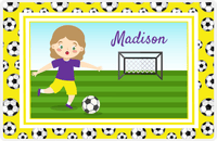 Thumbnail for Personalized Soccer Placemat XVII - Yellow Border - Blonde Girl -  View