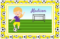 Thumbnail for Personalized Soccer Placemat XVII - Yellow Border - Blonde Girl II -  View