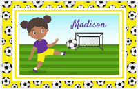 Thumbnail for Personalized Soccer Placemat XVII - Yellow Border - Black Girl -  View