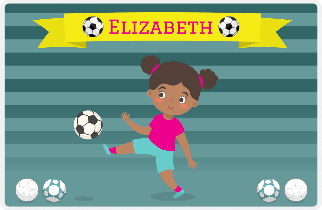 Personalized Soccer Placemat XVIII - Yellow Ribbon - Black Girl -  View