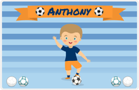 Thumbnail for Personalized Soccer Placemat XIX - Orange Ribbon - Blond Boy -  View