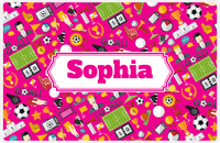 Thumbnail for Personalized Soccer Placemat XX - Pink Background - Decorative Rectangle Nameplate -  View