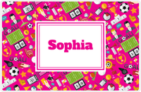 Thumbnail for Personalized Soccer Placemat XX - Pink Background - Rectangle Nameplate -  View