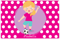 Thumbnail for Personalized Soccer Placemat XXIII - Pink Background - Blonde Girl II -  View