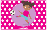 Thumbnail for Personalized Soccer Placemat XXIII - Pink Background - Black Girl -  View