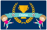 Thumbnail for Personalized Soccer Placemat XXVIII - Blue Background - Blonde Girl -  View