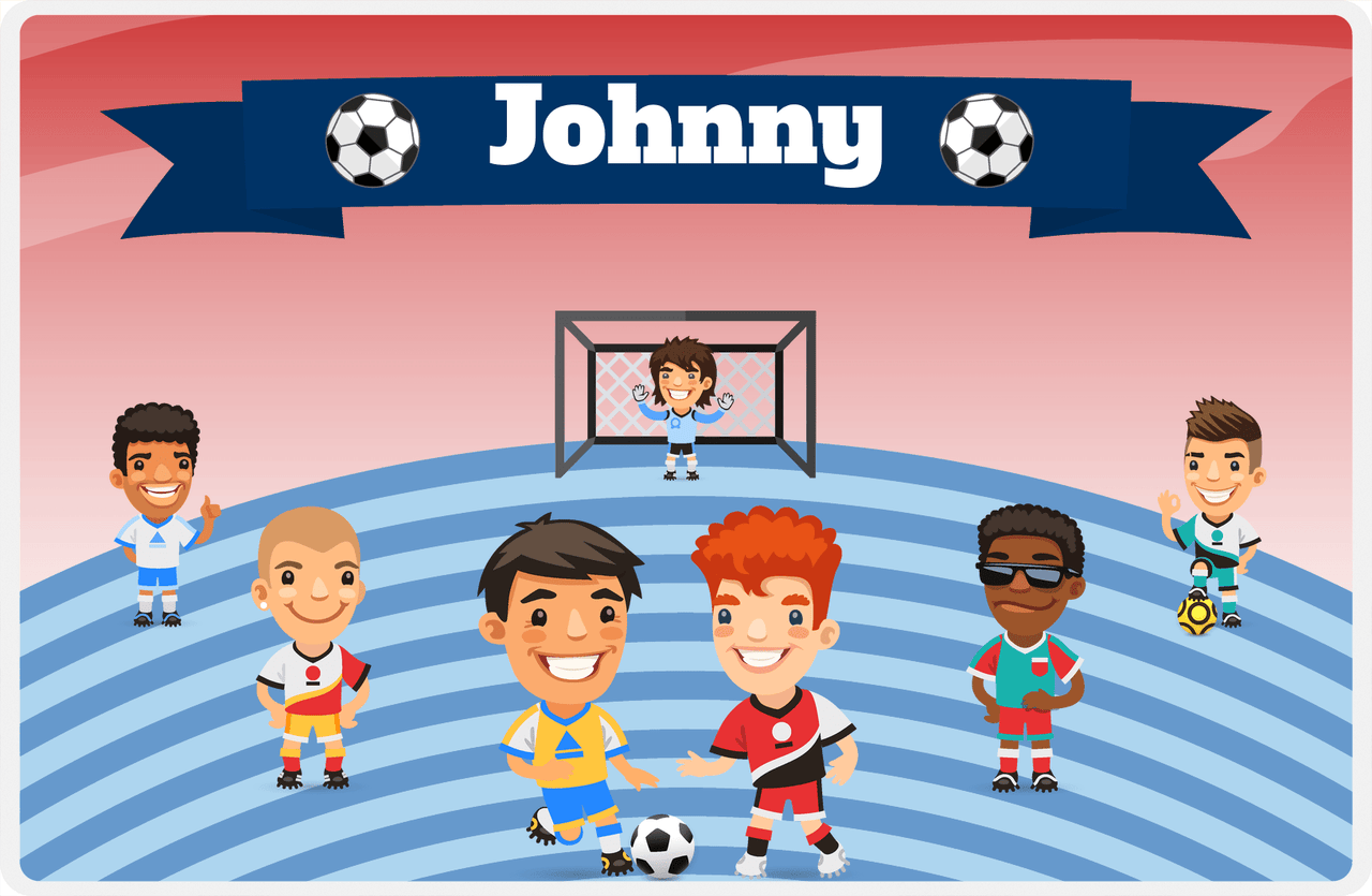 Personalized Soccer Placemat XXXIV - Red Background - Boys Team -  View