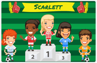 Thumbnail for Personalized Soccer Placemat XXXV - Green Background - Blonde Girl -  View