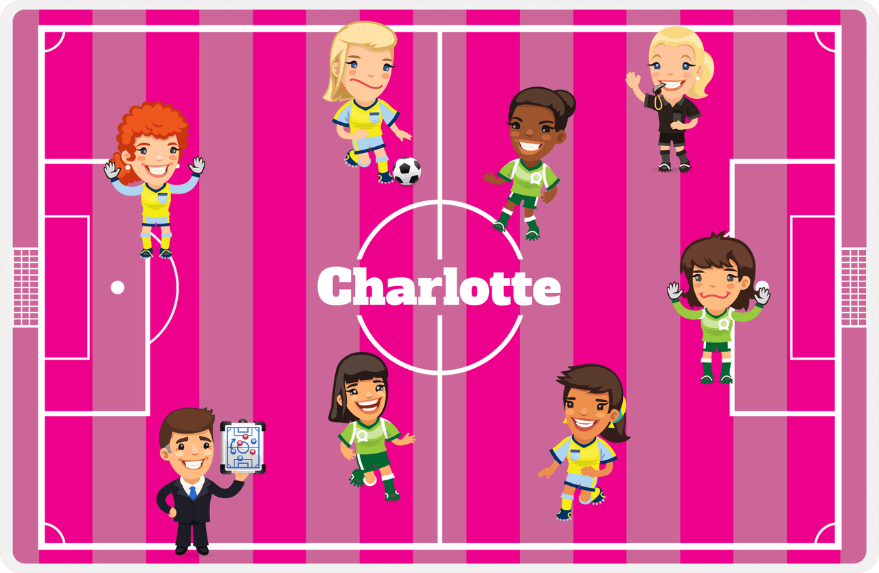 Personalized Soccer Placemat XXXVII - Pink Background - Girl Teams -  View
