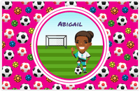 Thumbnail for Personalized Soccer Placemat XXXIX - Pink Background - Black Girl -  View