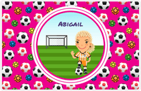 Thumbnail for Personalized Soccer Placemat XXXIX - Pink Background - Blonde Girl II -  View