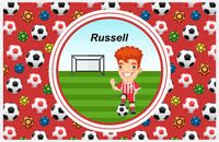 Thumbnail for Personalized Soccer Placemat XL - Red Background - Redhead Boy -  View